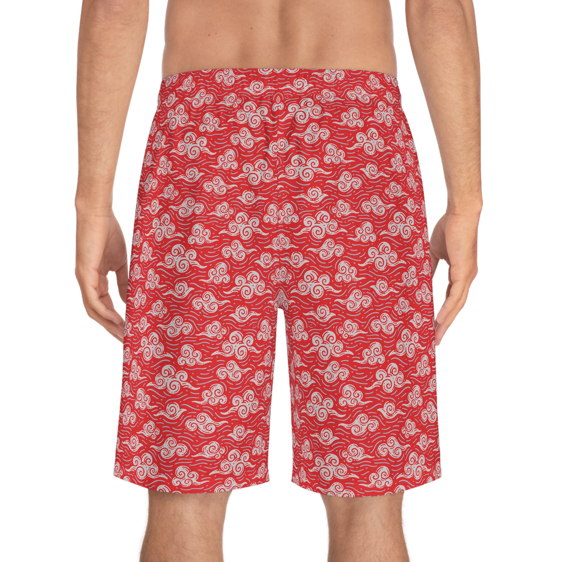 Red Oriental Clouds Men's Board Shorts (AOP)