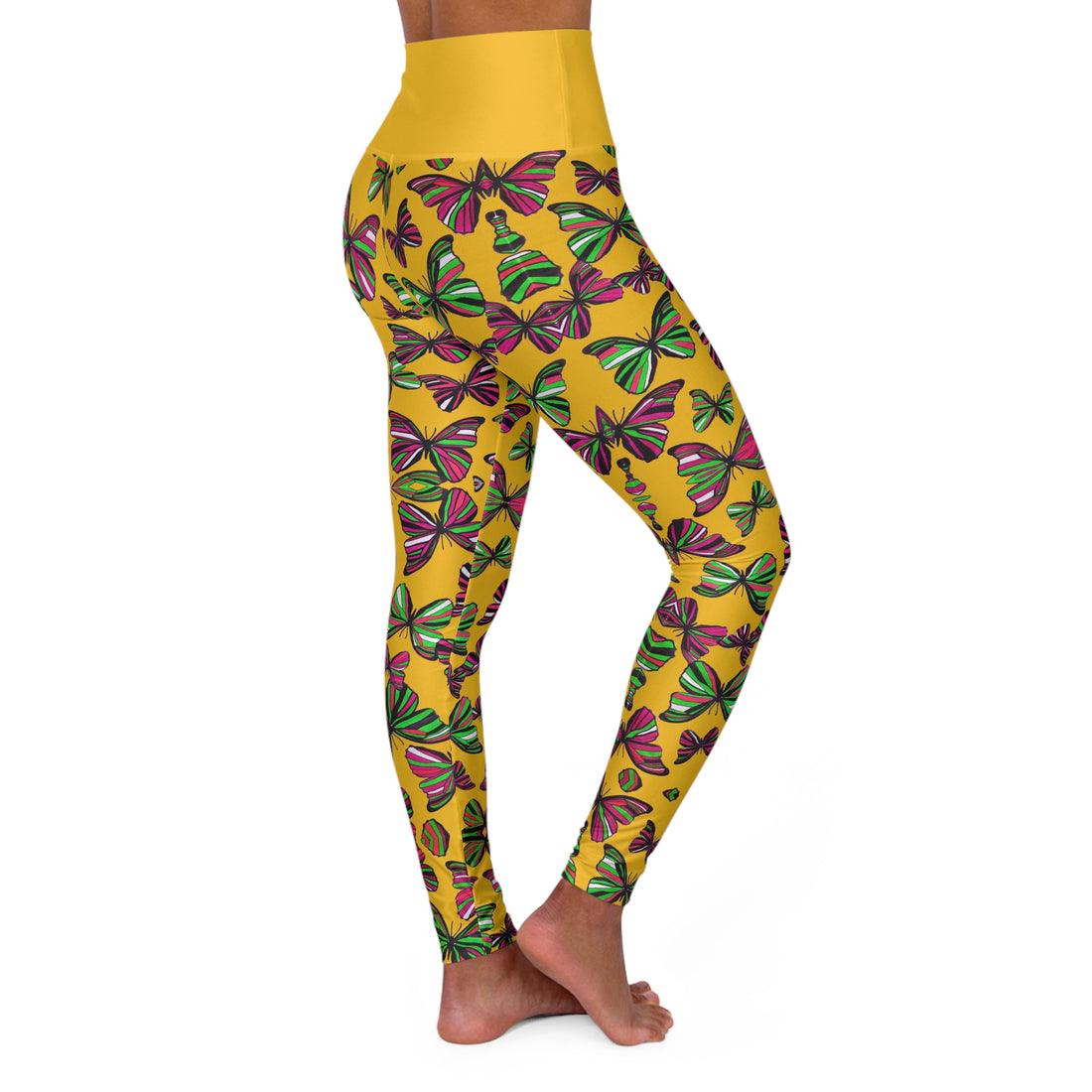 Yellow Butterfly Kaleidoscope Yoga Leggings