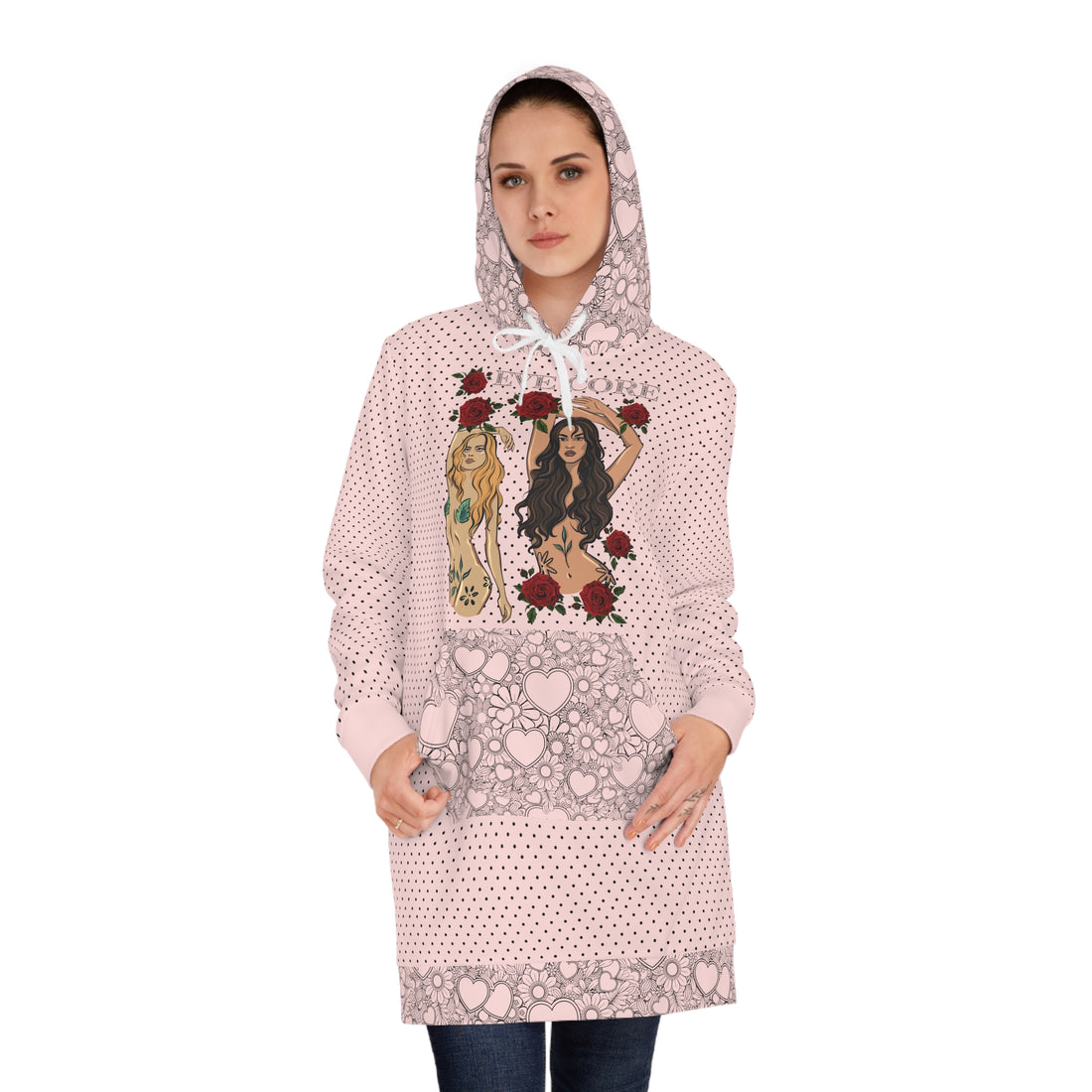 Pale Pink Eve Core Hoodie Dress (AOP)