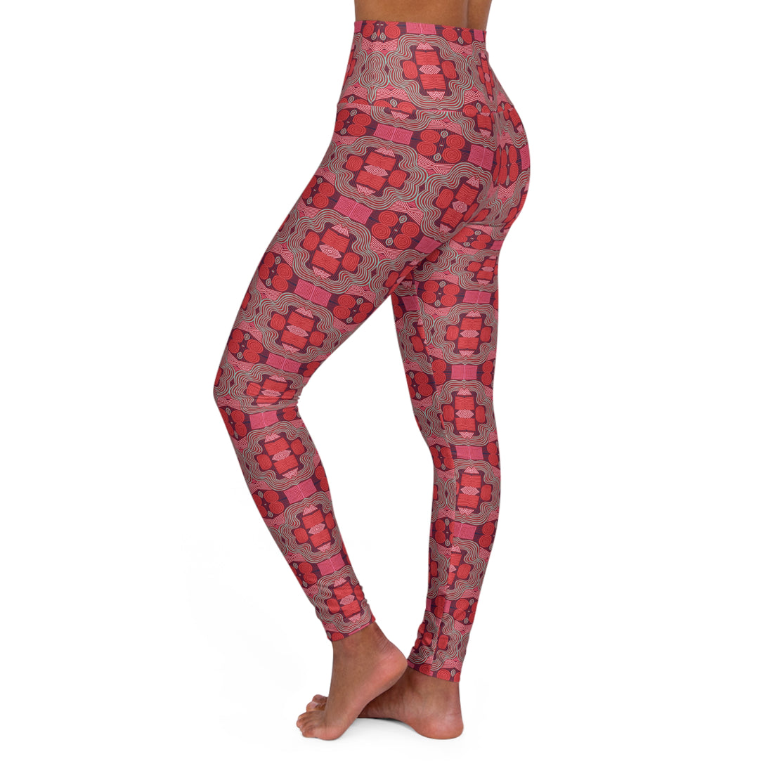 Red Geometric Print Yoga Leggings