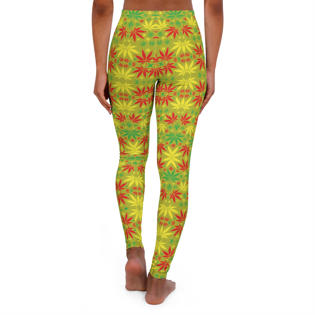 Olive Glow Tropical Rasta Toned Spandex Leggings