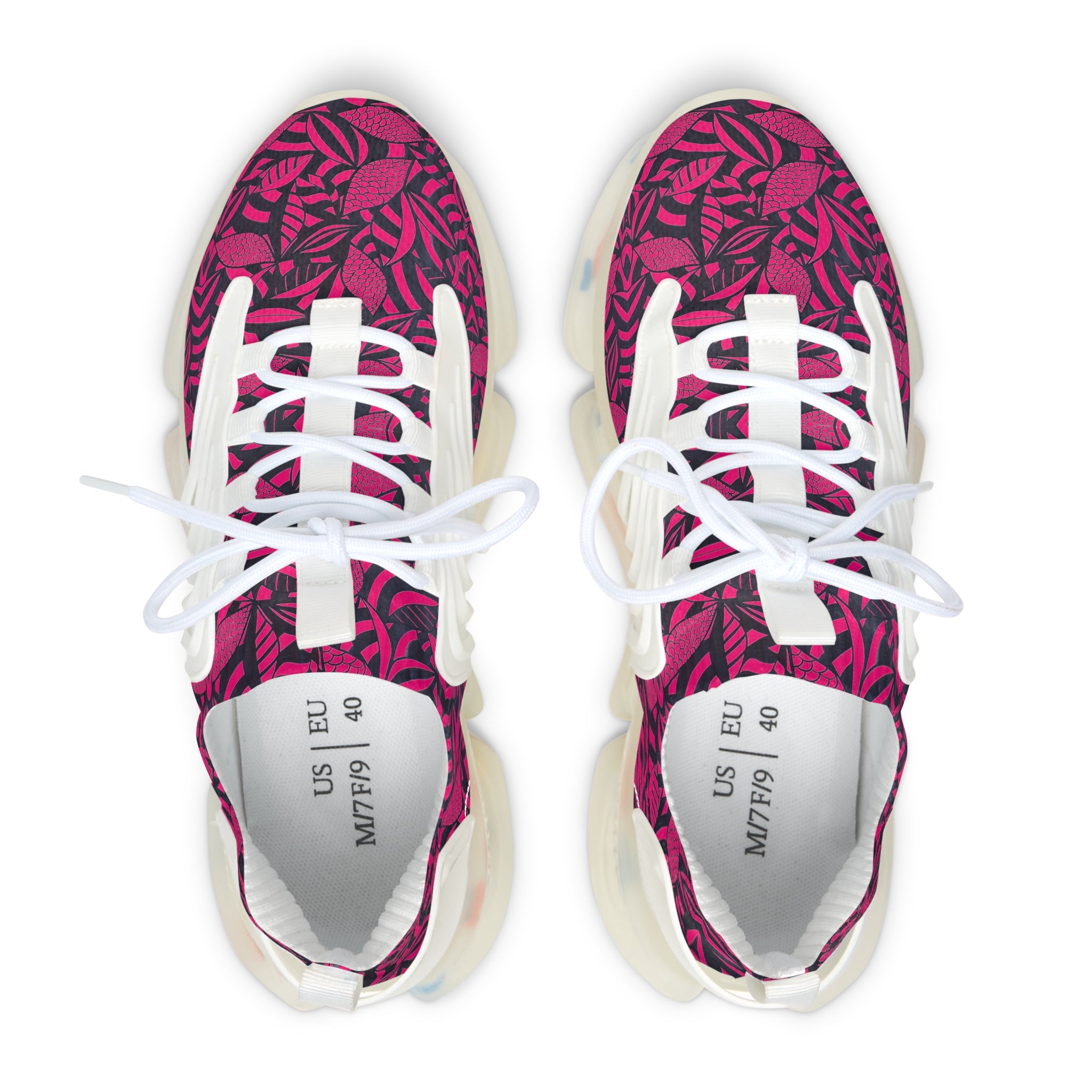 Hot Pink Tropical Minimalist OTT Women's Mesh Knit Sneakers