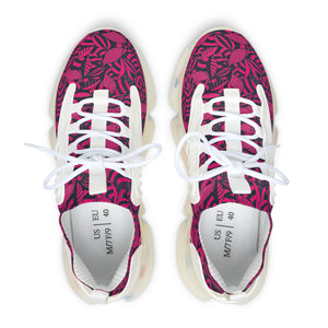 Hot Pink Tropical Minimalist OTT Women's Mesh Knit Sneakers