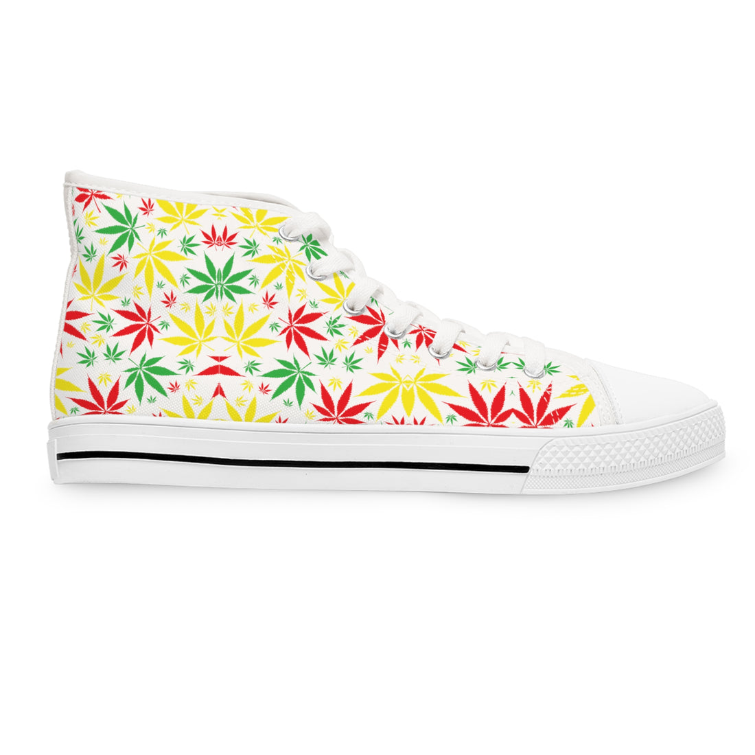 White Tropical Rasta Toned Women's High Top Sneakers