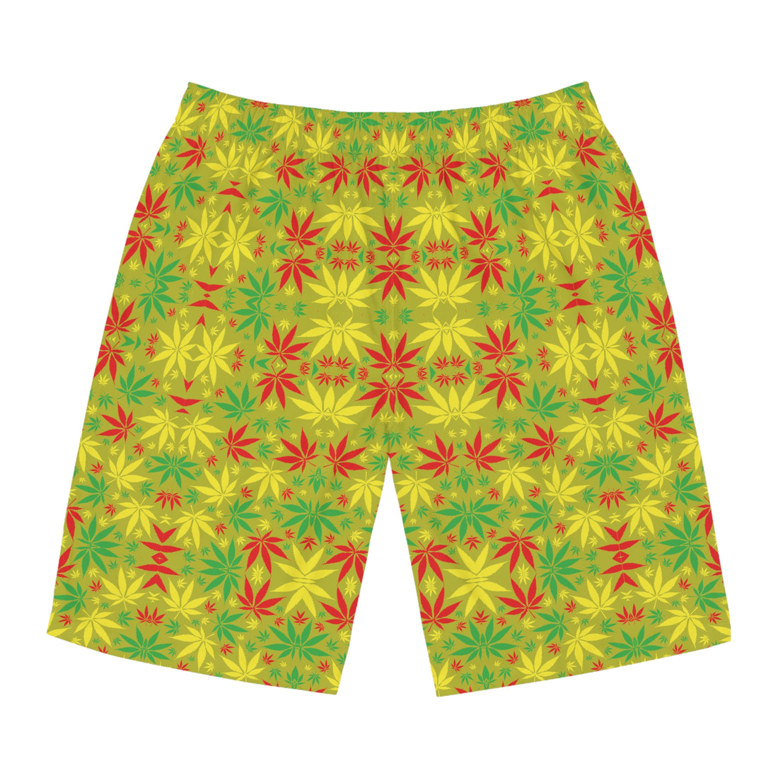 Olive Glow Rasta Toned Men's Board Shorts (AOP)