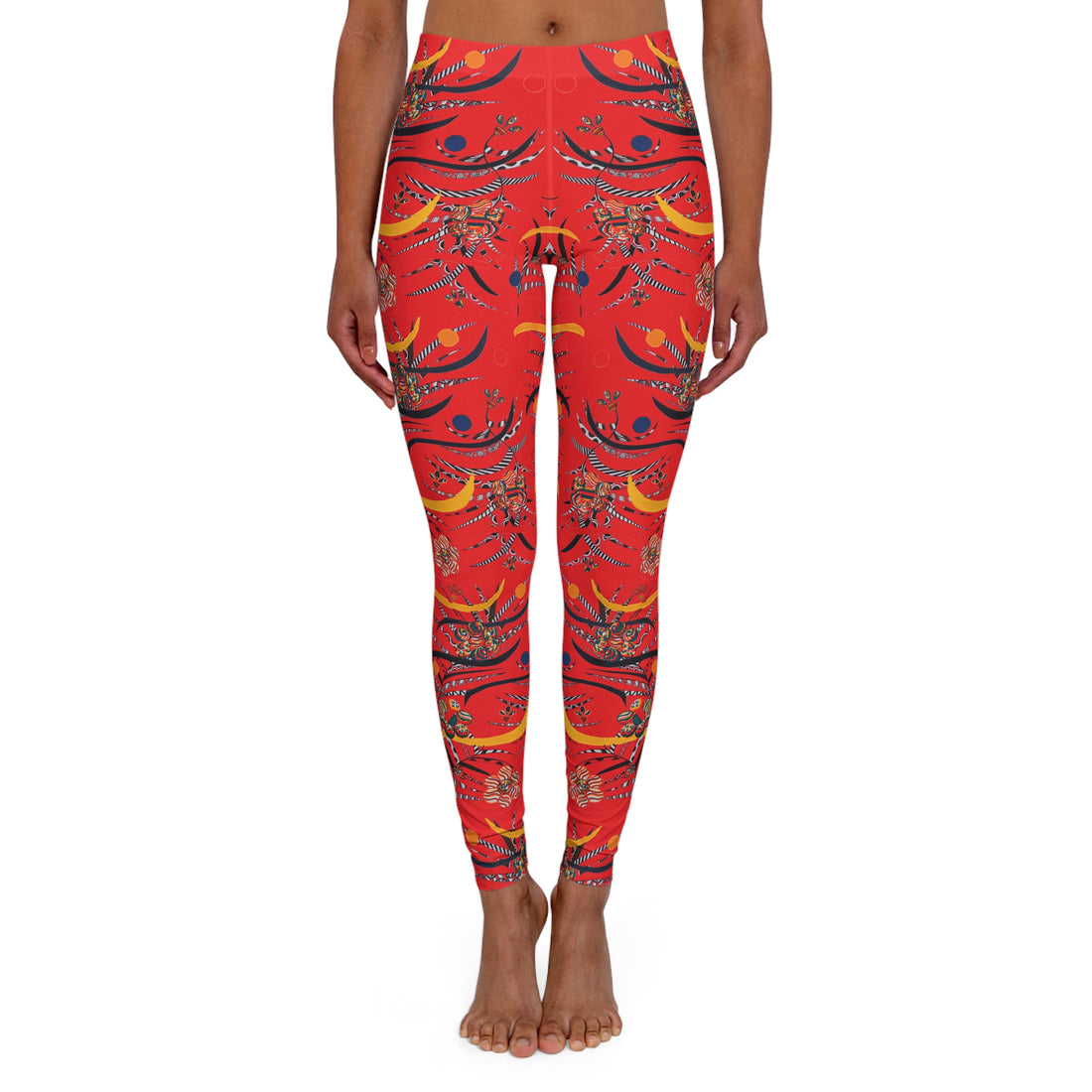 Red Wilderness Print Spandex Leggings