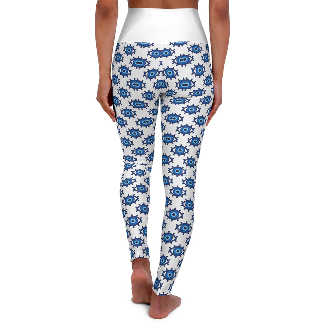 White Evil Eye Print Racer Back Sports Bra & Yoga Leggings Bundle