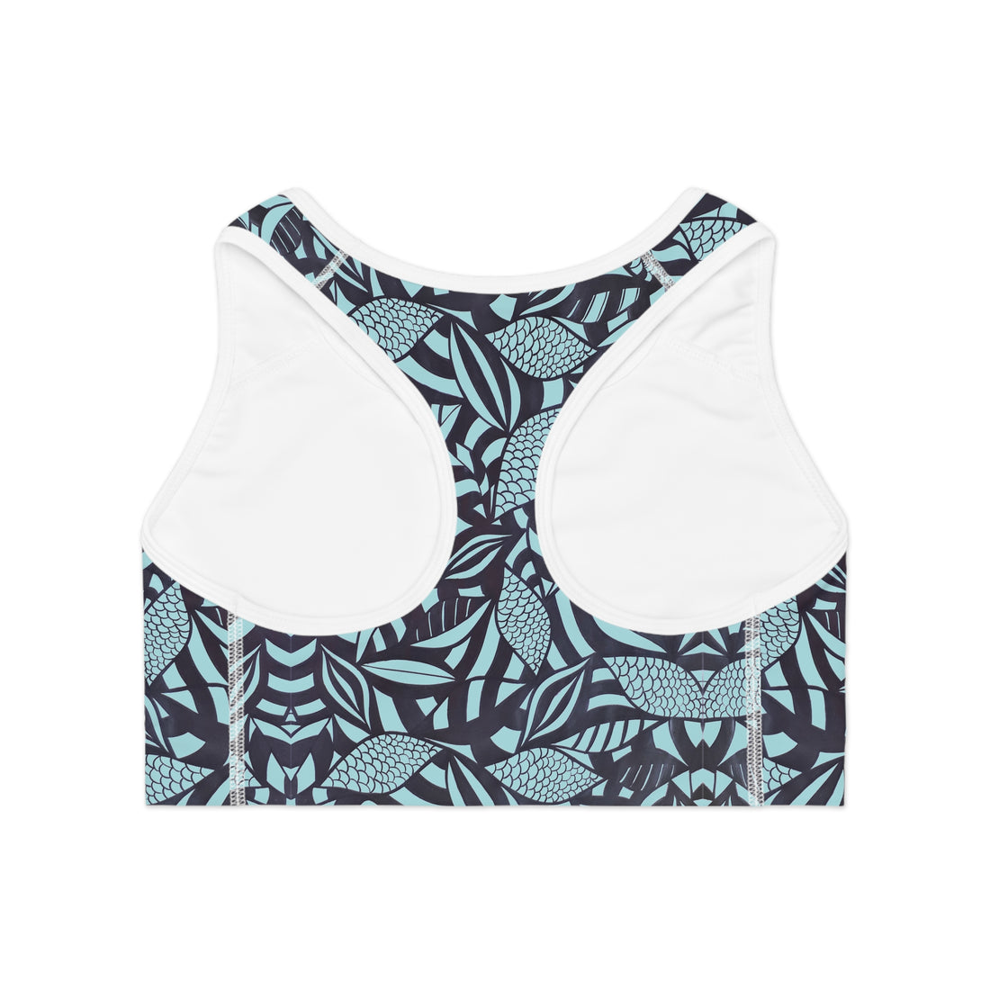 Icy Blue Tropical Minimalist Racerback Sports Bra & Spandex Legging Bundle