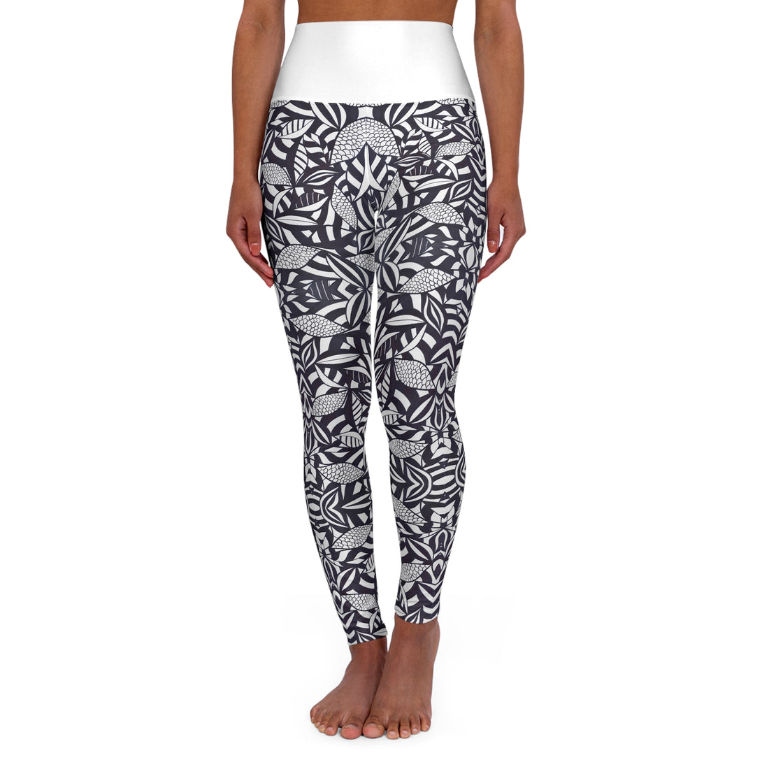 White Tropical Minimalist Racerback Sports Bra & Yoga Legging Bundle