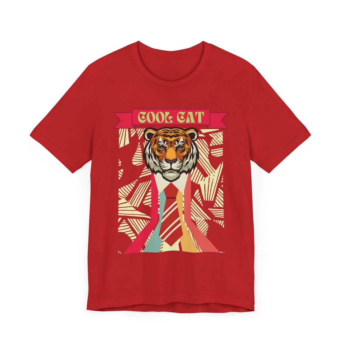 Red Cool Cat Unisex Jersey Tee & Red Geo Lion Head Board Shorts Combo Pack