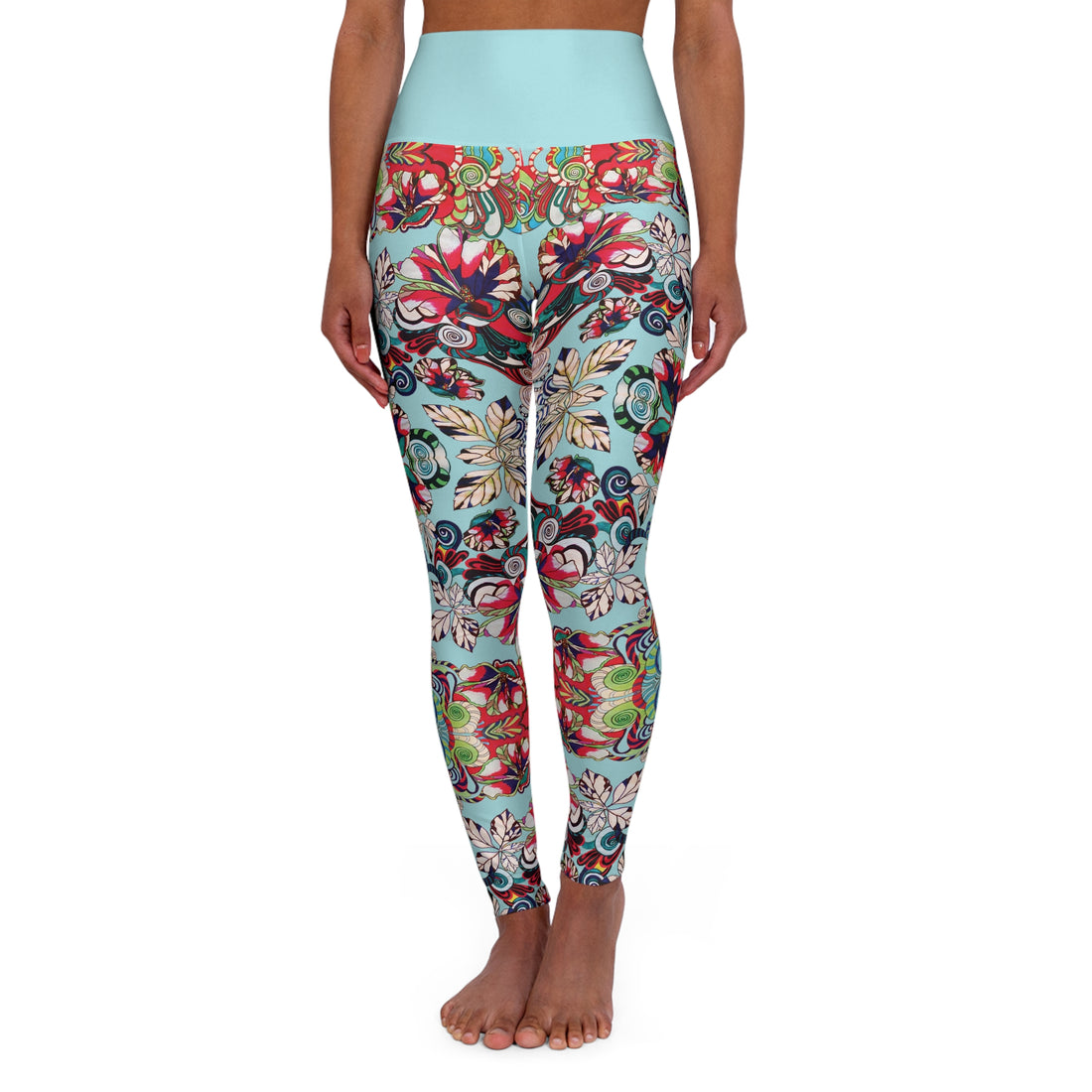 Icy Blue Graphic Floral Sports Bra & Yoga Legging Bundle