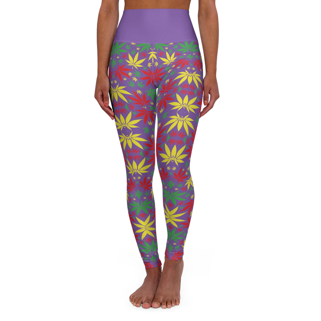 Pearl Purple Tropical Rasta Racer Back Sports Bra & Yoga Legging Bundle