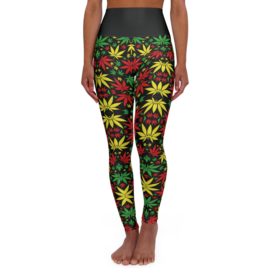 Black Tropical Rasta Racer Back Sports Bra & Yoga Leggings Bundle