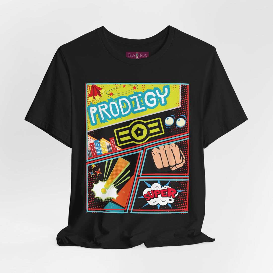Prodigy Graphic Cotton Unisex Tee with Comic Print