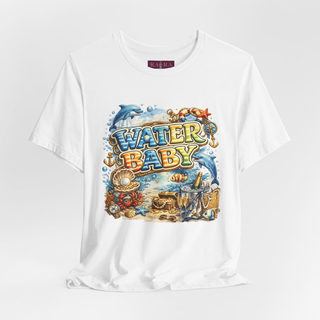 Water Baby Nautical Typography Graphic Cotton T-Shirt for Women