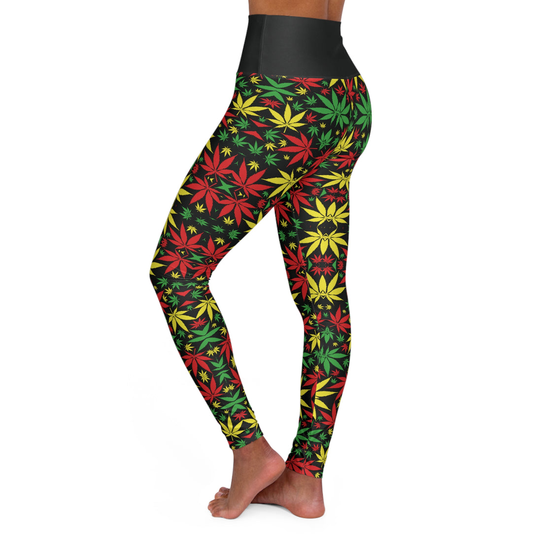 Black Tropical Rasta Racer Back Sports Bra & Yoga Leggings Bundle