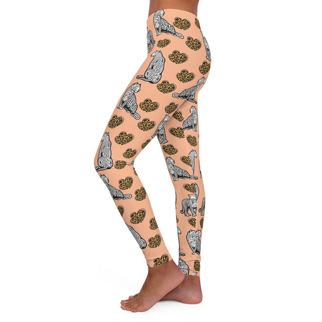 Cheetah Hearts Printed Spandex Leggings