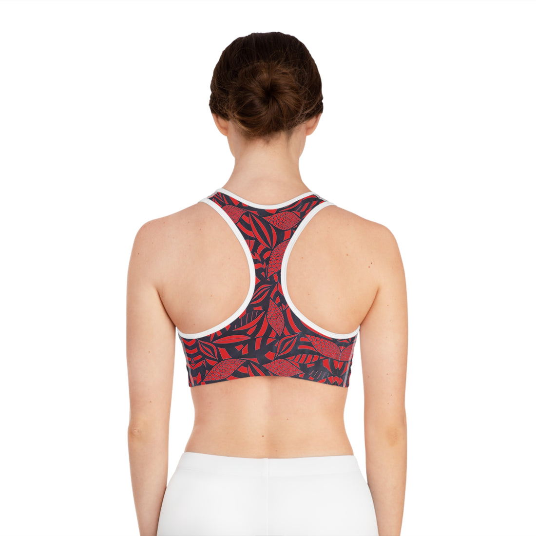 Red Tropical Minimalist Racerback Sports Bra & Spandex Legging Bundle