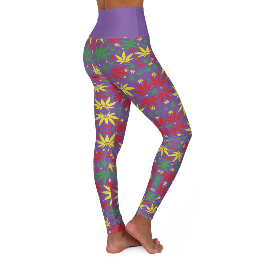 Pearl Purple Tropical Rasta Racer Back Sports Bra & Yoga Legging Bundle