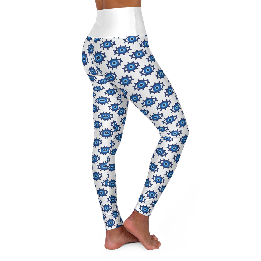 White Evil Eye Print Racer Back Sports Bra & Yoga Leggings Bundle