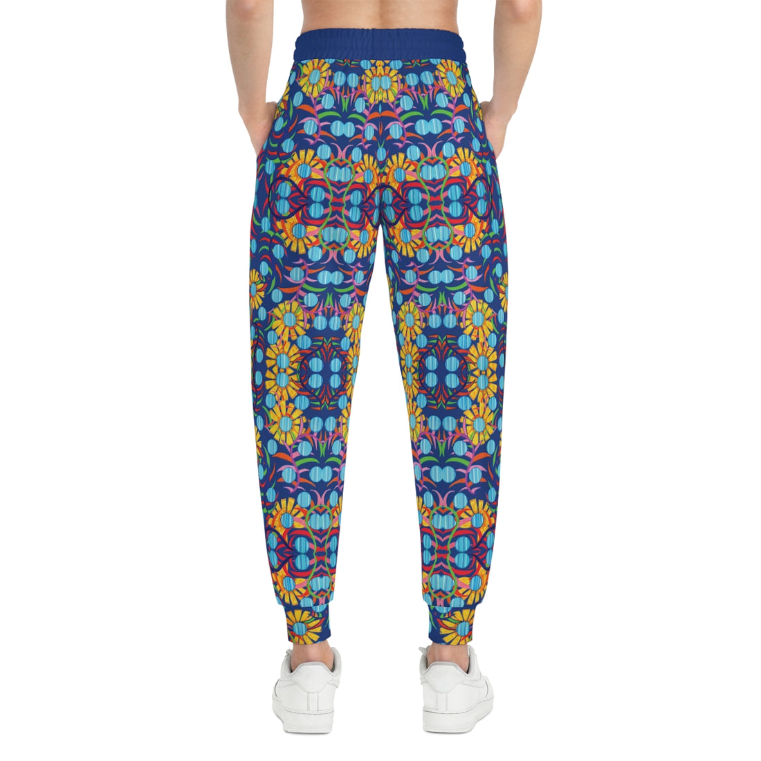 Blue AOP Sunflower Print Joggers