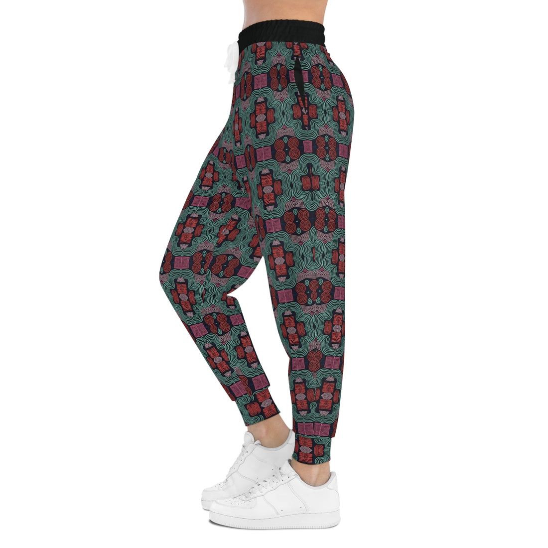 Black Geometric Print Unisex Joggers