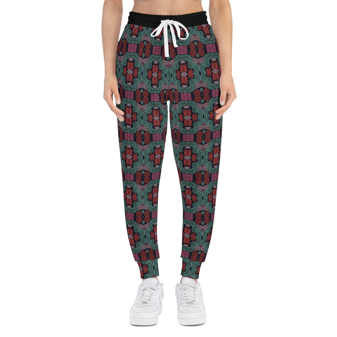 Black Geometric Print Unisex Joggers