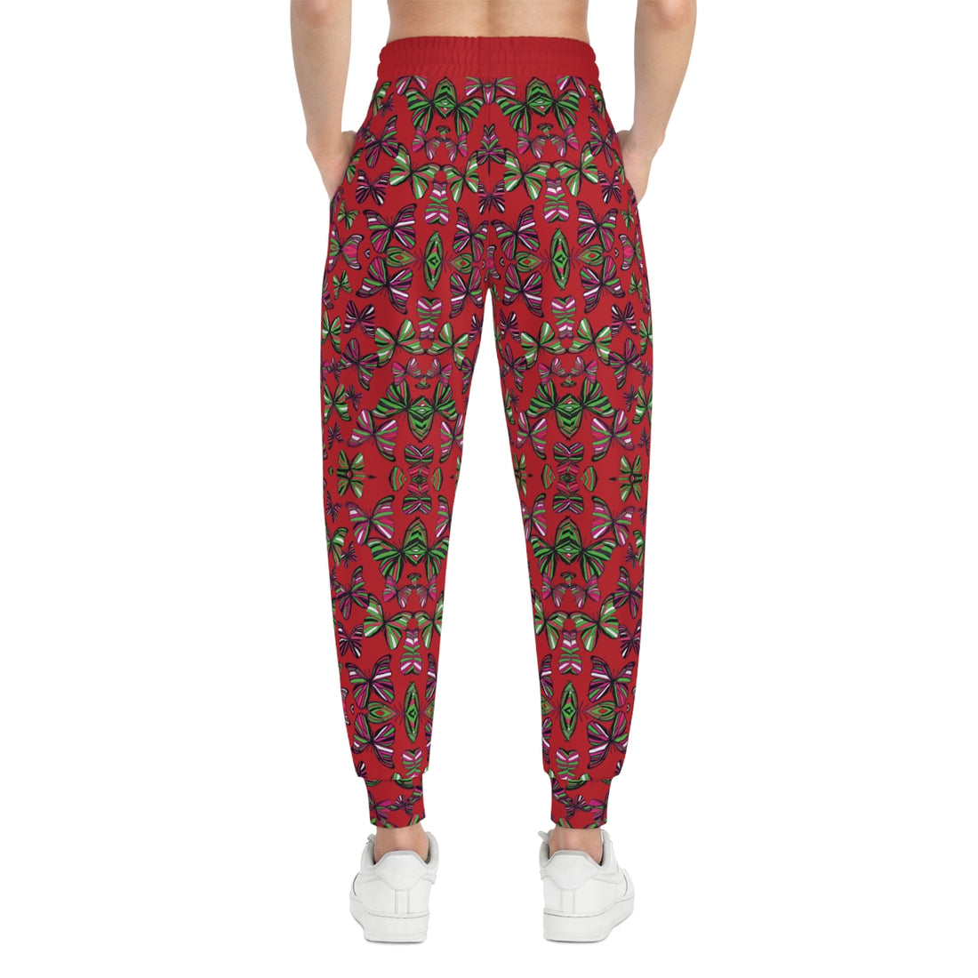 Deep Red Butterflies Kaleidoscope AOP Joggers