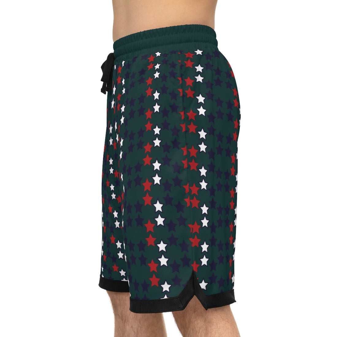 Bottle Green Stardom Basketball Rib Shorts (AOP)