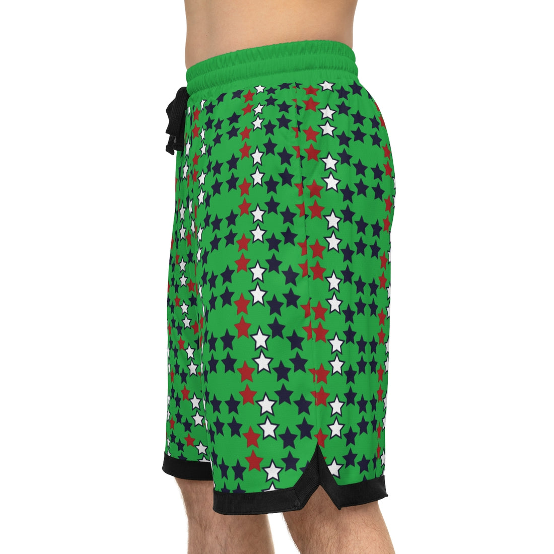 Lawn Green Stardom Basketball Rib Shorts (AOP)