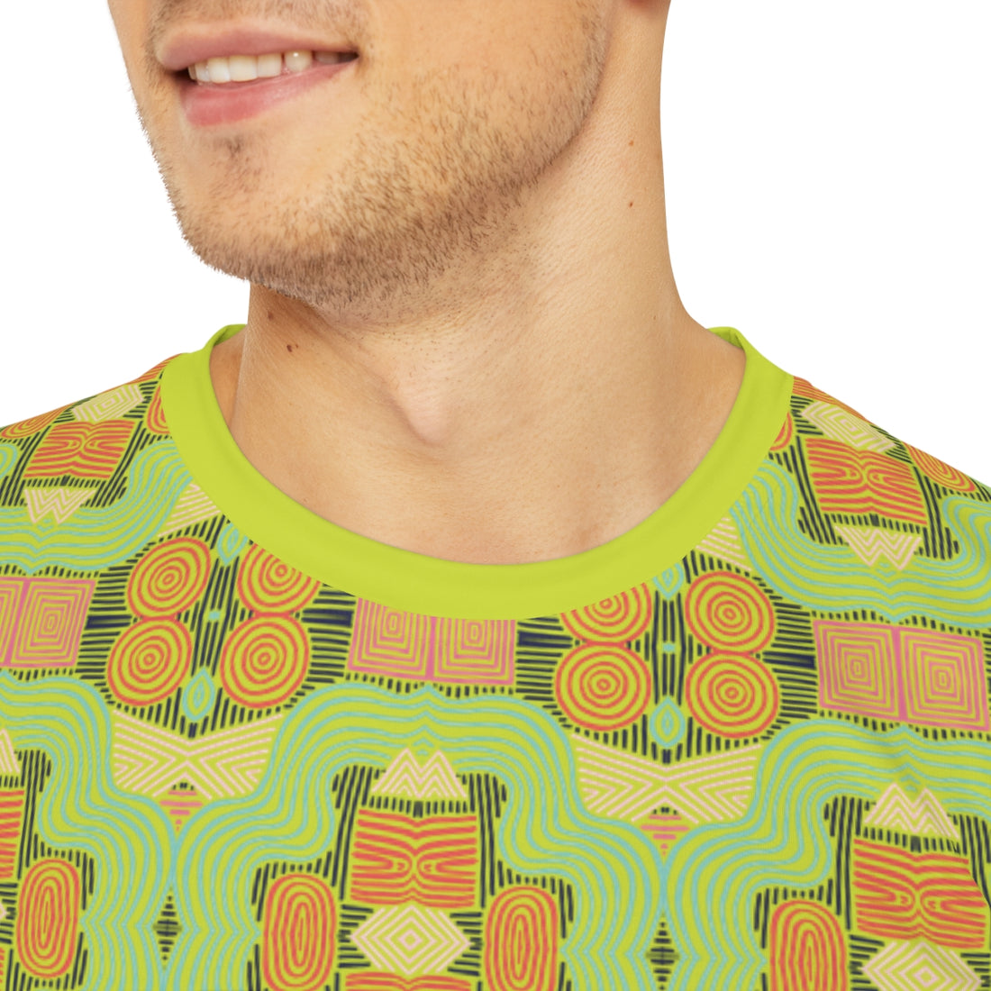 Lime Geometric Print Men's Polyester Tee (AOP)