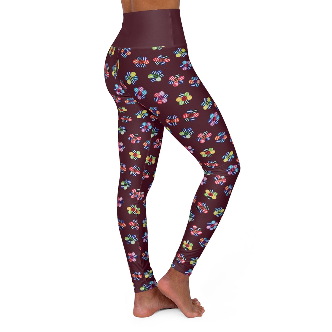 Marsala Candy Floral Sports Bra & Yoga Leggings Bundle