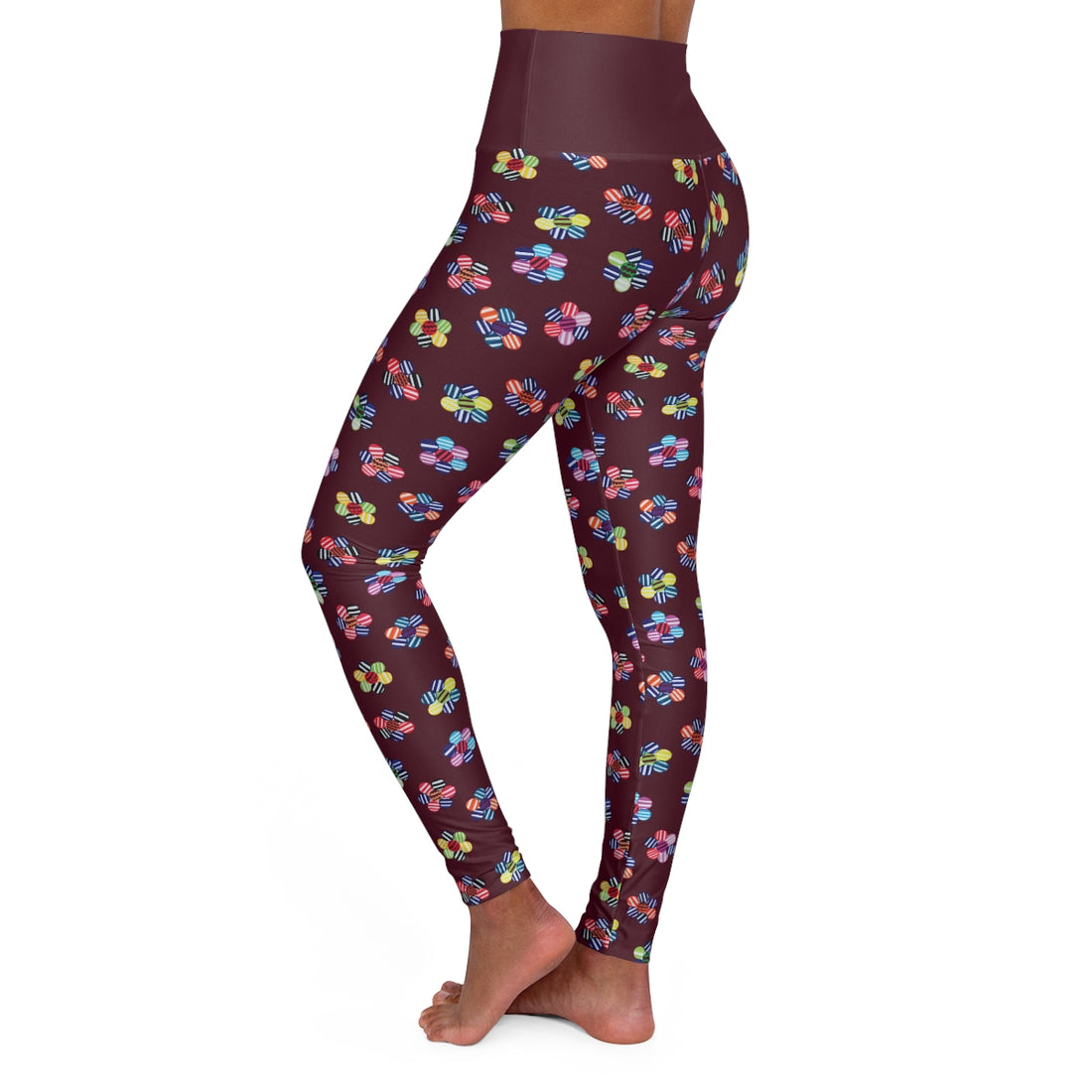 Marsala Candy Floral Sports Bra & Yoga Leggings Bundle