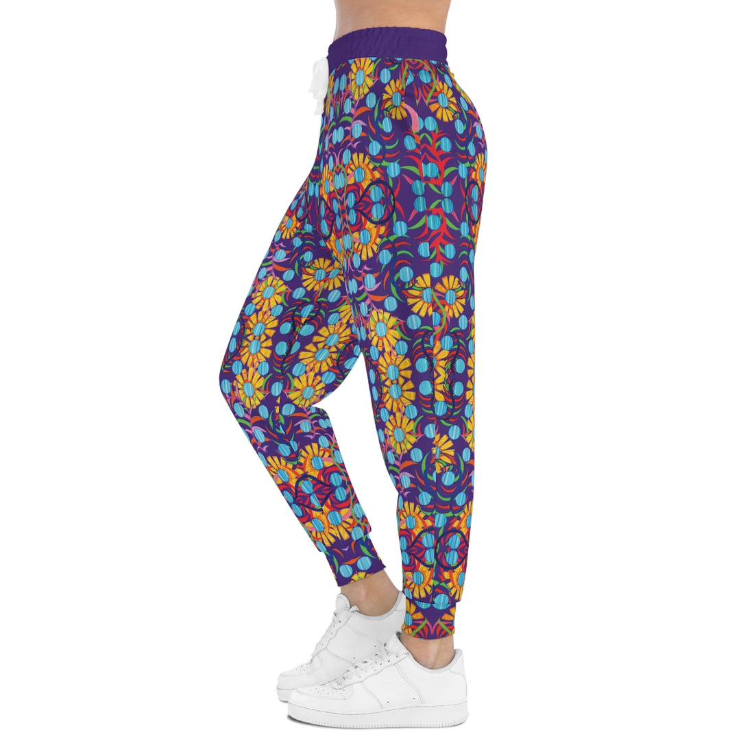 Purple AOP Sunflower Print Joggers