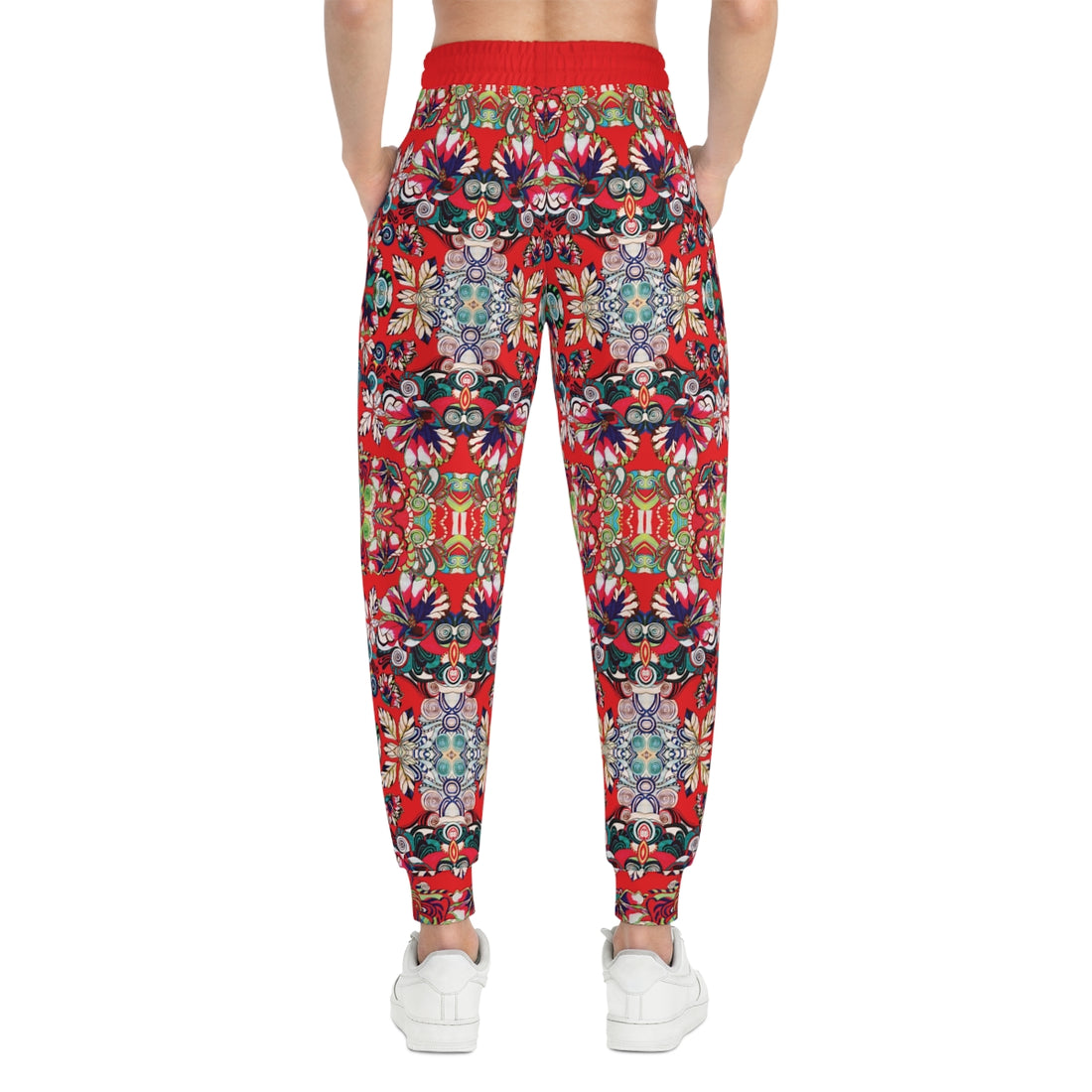 Red Graphic Floral Pop AOP Joggers