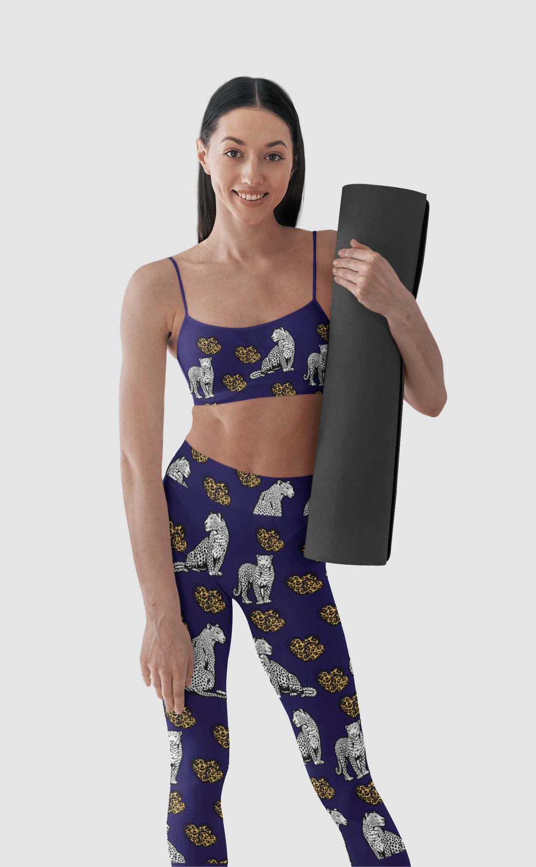 Ink Cheetah Hearts Racerback Sports Bra & Yoga Leggings Bundle