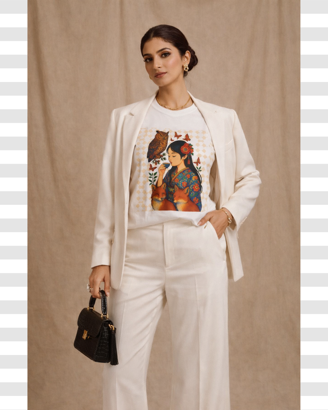 Japanese Ceremonial Chanoyu Cotton Tee For Women