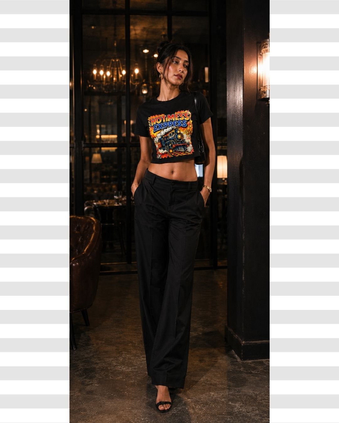Hot Mess Express Retro Graphic Cotton Crop Top for Women
