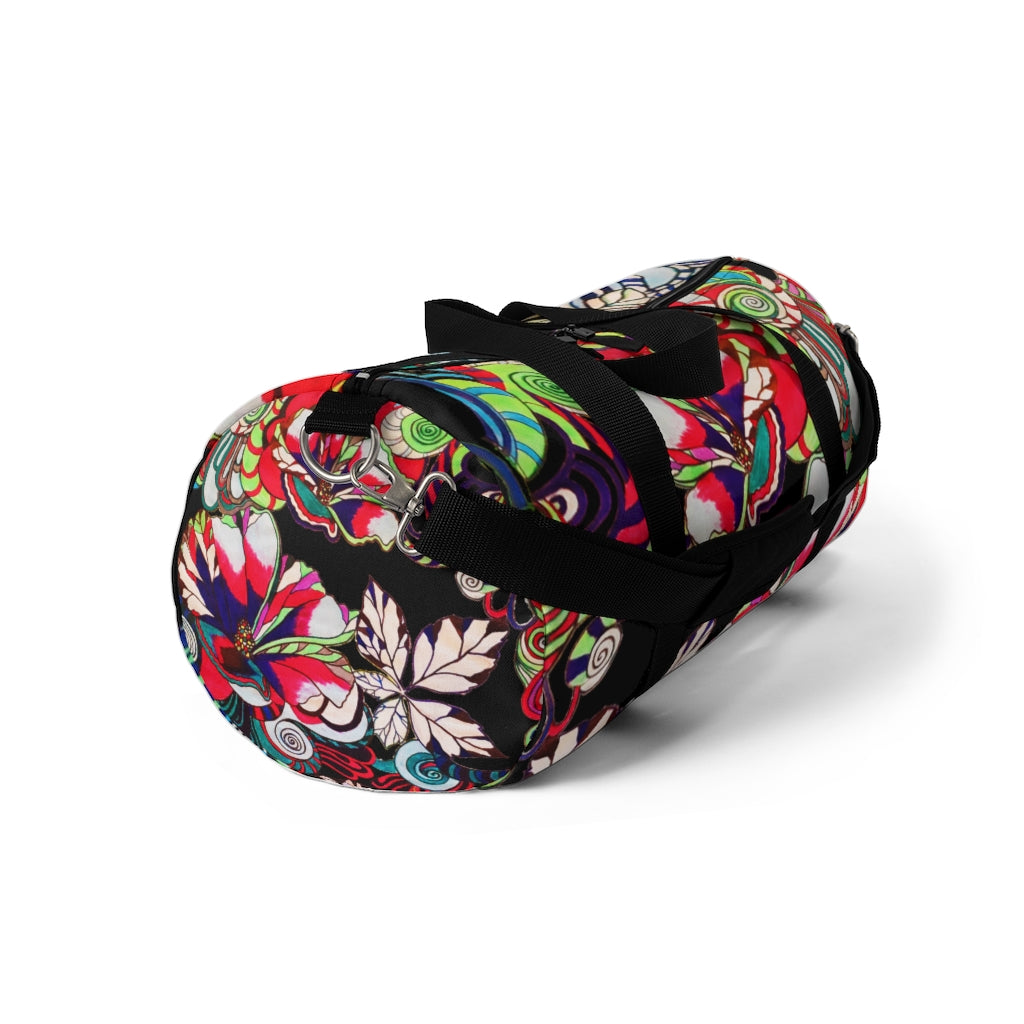 Artsy Floral Pop Black Duffel Bag