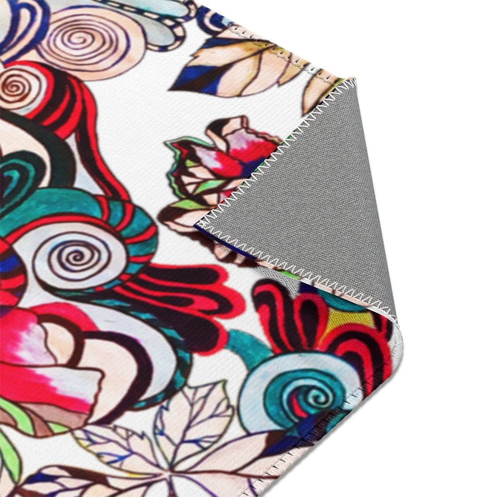 Artsy Floral Pop White Area Rug
