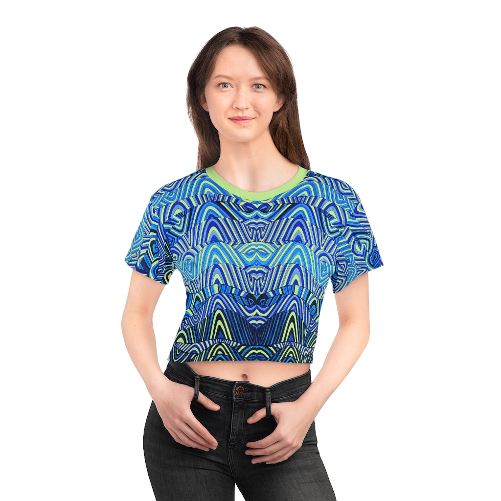 mint psychedelic print crop t-shirt