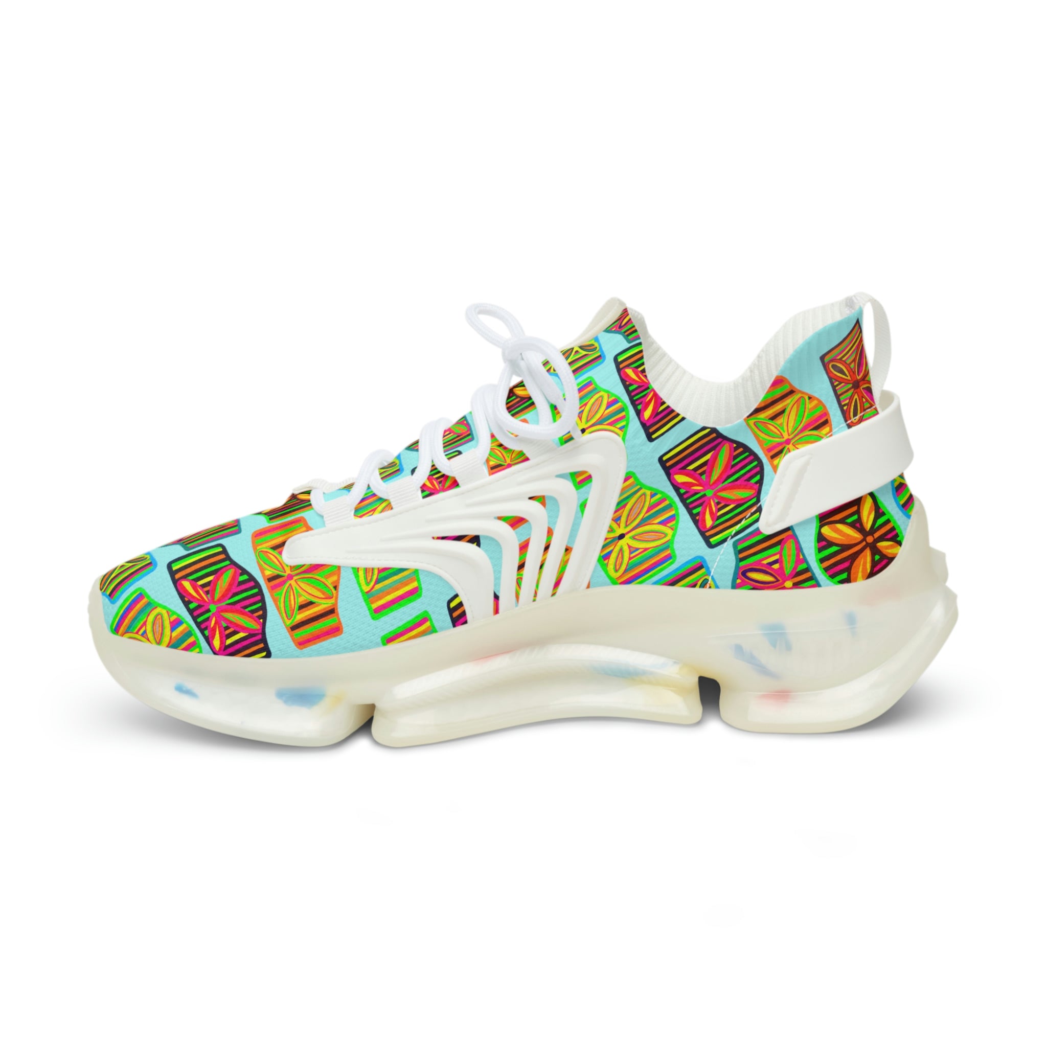 Icy Blue Deco Print OTT Men's Mesh Knit Sneakers
