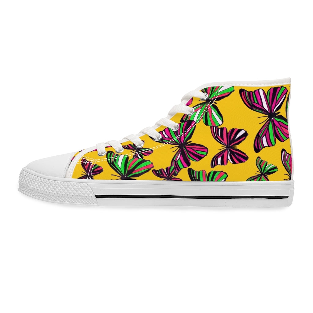 Yellow Butterflies Women's High Top Sneakers