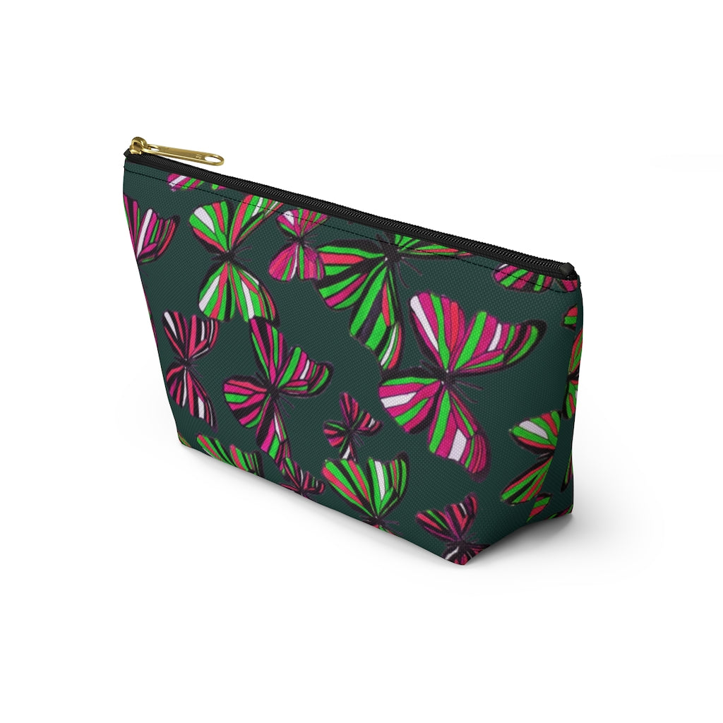 Butterflies Dark Green Accessory Pouch