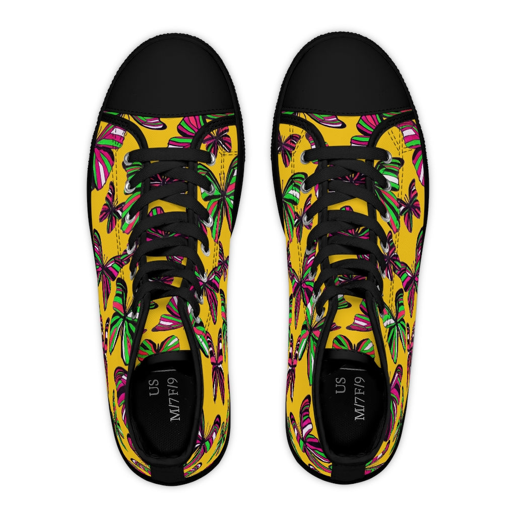 Yellow Butterflies Women's High Top Sneakers