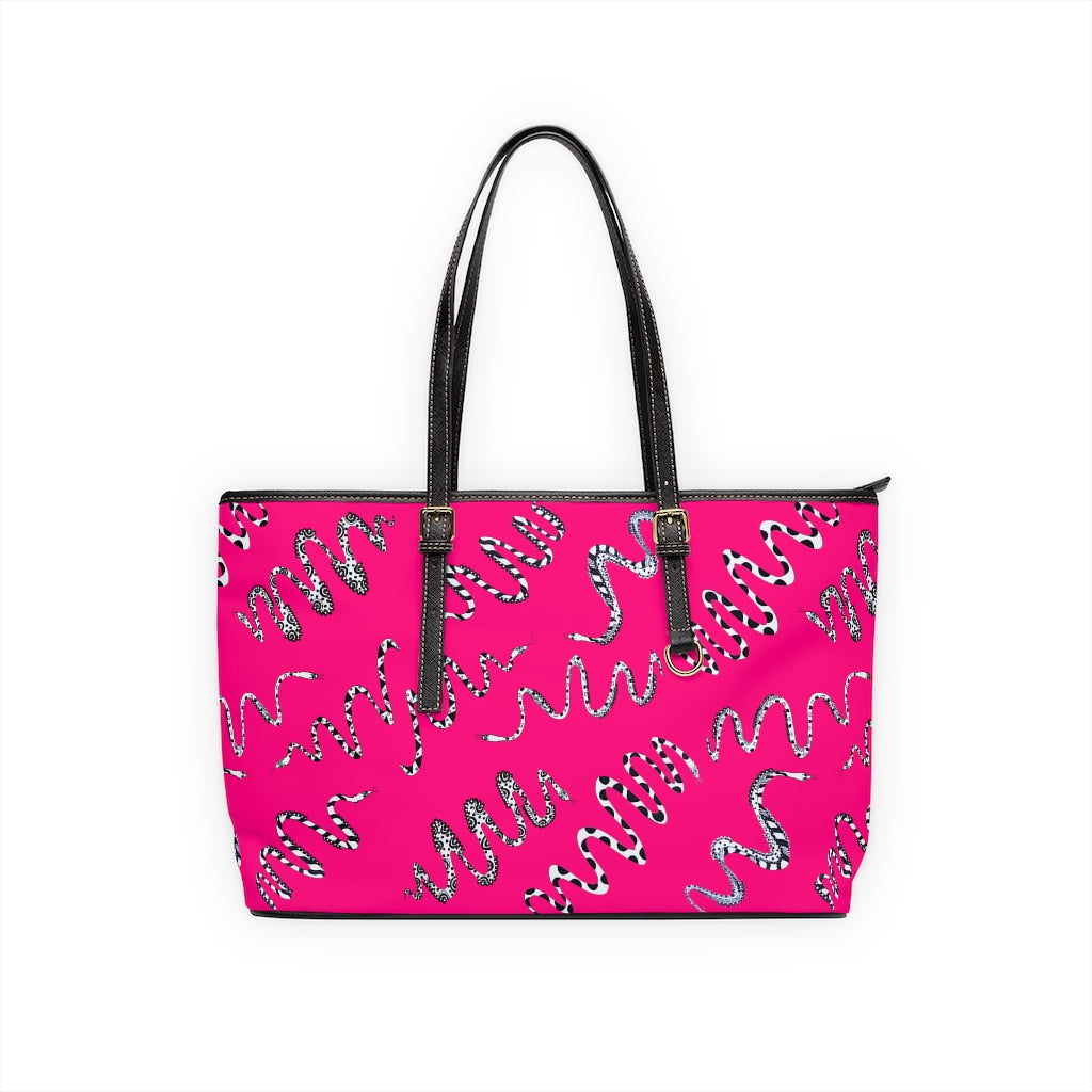 Hot Pink Snake Den PU Leather Shoulder Bag