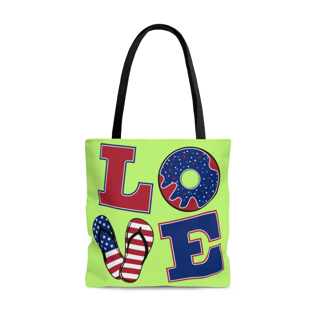 AOP American Love Lime Tote Bag