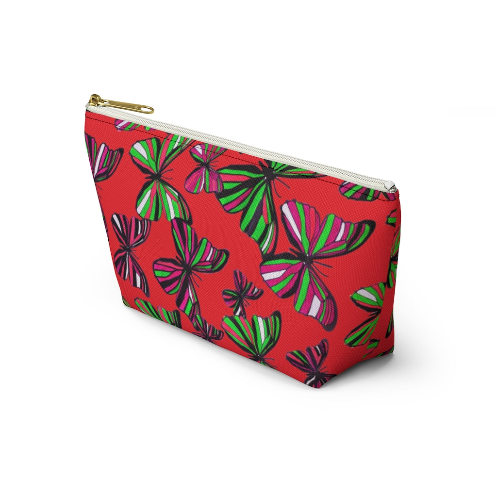 Butterflies Red Accessory Pouch