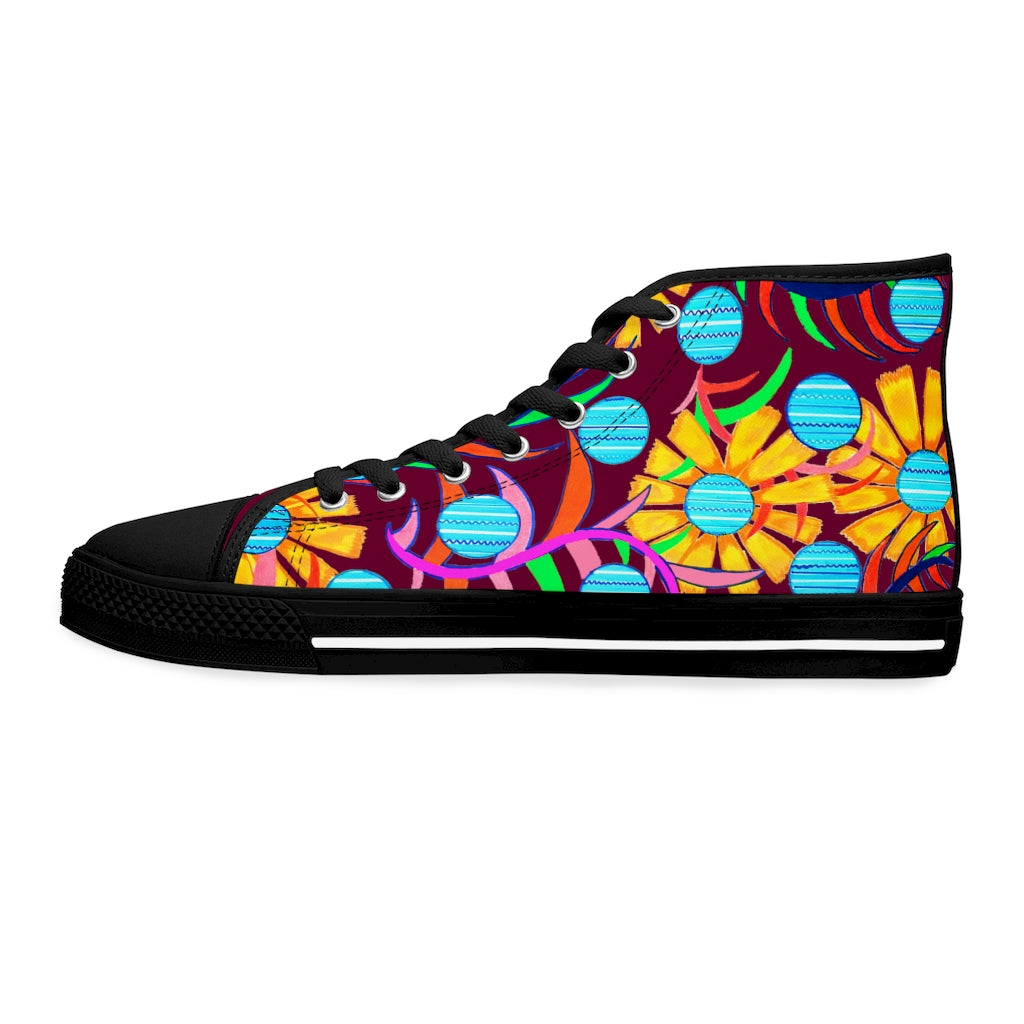 Marsala Sunflower Women's High Top Sneakers