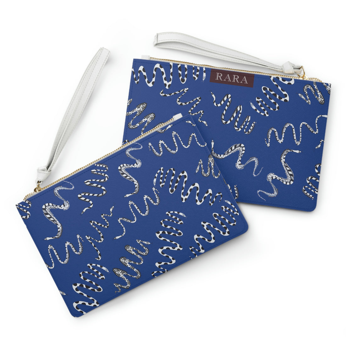 Royal Blue Snake Print Clutch Bag